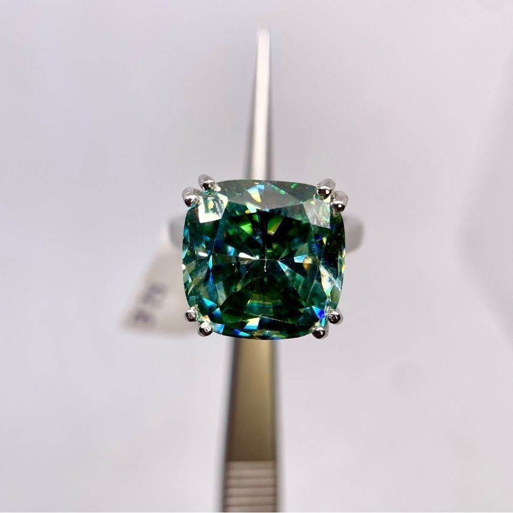 14 Carat Cushion Cut Moissanite Ring Huge Cocktail Statement Wedding Ring